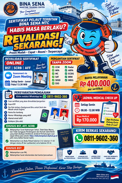 Revalidasi Sertifikat terbitan Bina Sena MTC - Bina Sena - Maritime Training Center Revalidasi Sertifikat terbitan Bina Sena MTC - Bina Sena - Maritime Training Center