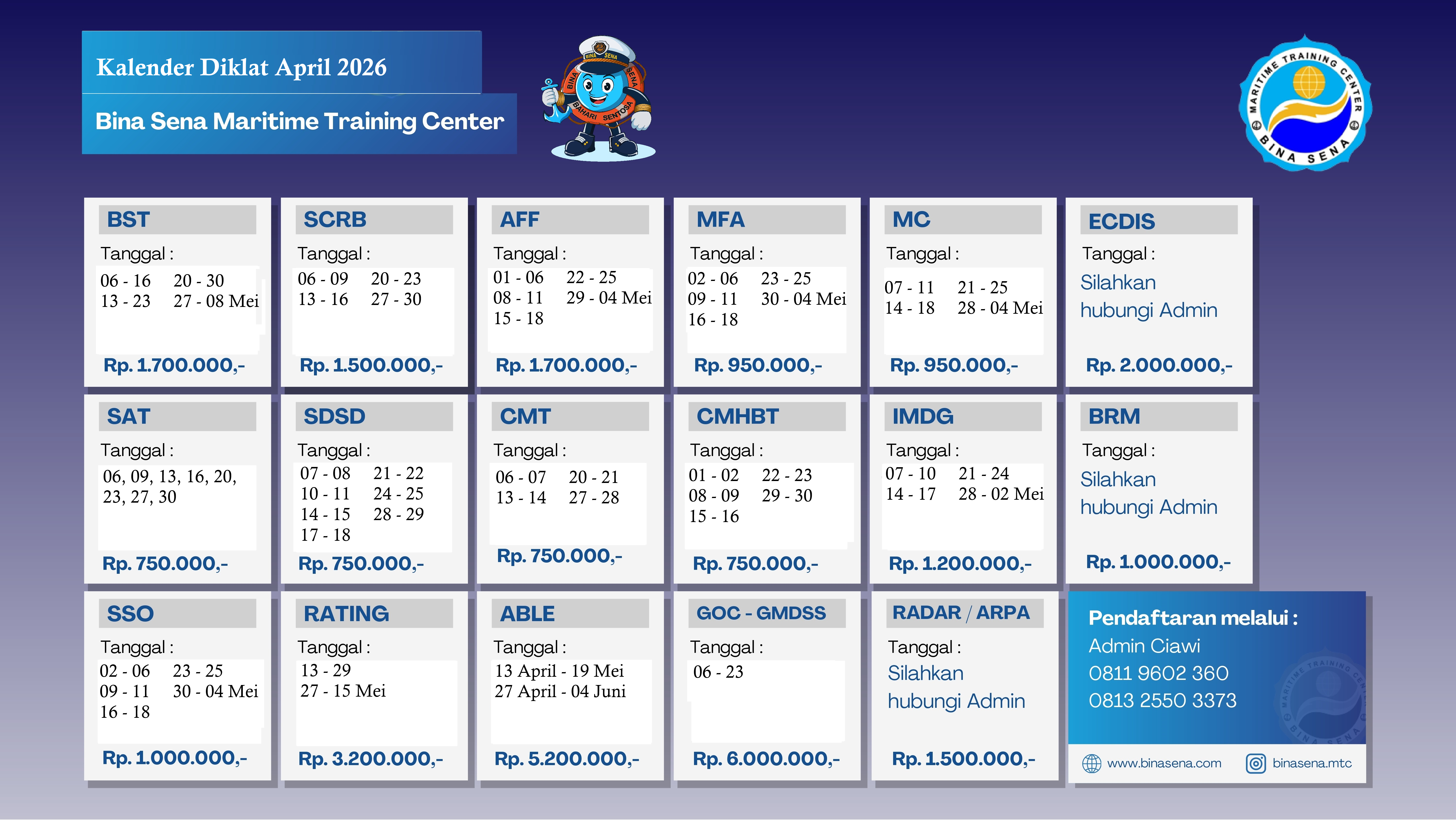 Jadwal Diklat April 2026 - Bina Sena - Maritime Training Center Jadwal Diklat April 2026 - Bina Sena - Maritime Training Center