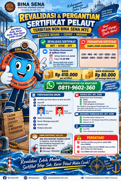 Revalidasi Sertifikat Non Bina Sena - Bina Sena - Maritime Training Center Revalidasi Sertifikat Non Bina Sena - Bina Sena - Maritime Training Center